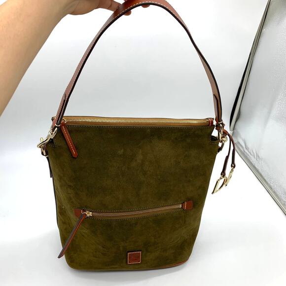 Dooney & Bourke Handbags - Dooney & Bourke Olive Green and Brown leather Shoulder Bag